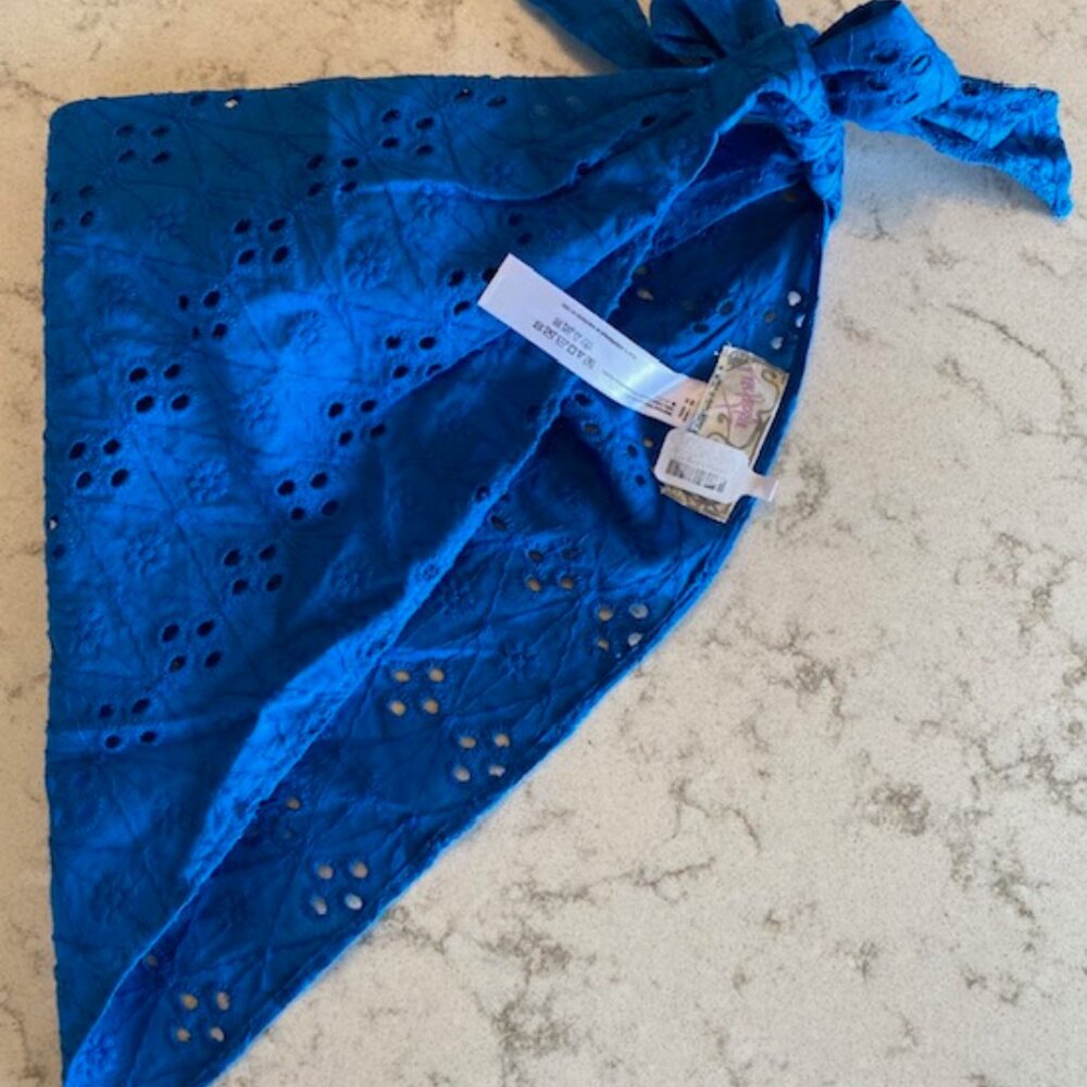 NWT Free People Claro Eyelet Hair Scarf COBALT - Picture 3 of 3